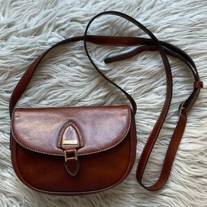 Goldpfeil Vintage VTG Brown Leather Buckle Accent Small Crossbody Bag EUC